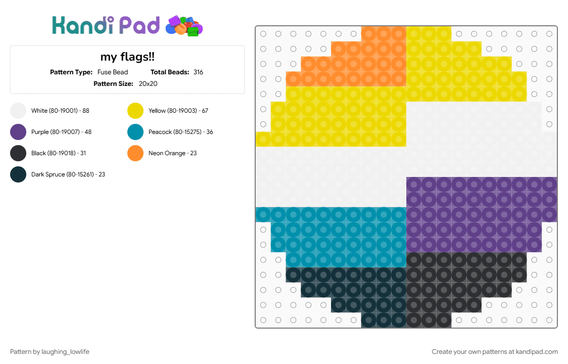 my flags!! - Fuse Bead Pattern by laughing_lowlife on Kandi Pad - purple, yellow