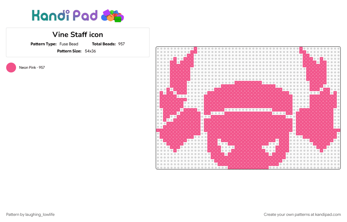 Vine Staff icon - Fuse Bead Pattern by laughing_lowlife on Kandi Pad - icon, phight, phighter, phighting, phighting roblox, phightingroblox, pink, roblox phighting, vine staff phighitng