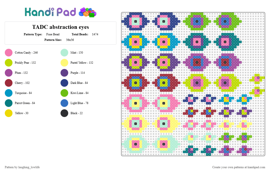 TADC abstraction eyes - Fuse Bead Pattern by laughing_lowlife on Kandi Pad - pink,light blue,green,colorful,tadc,eyes,multicolor,eye,the amazing digital circus,digital circus