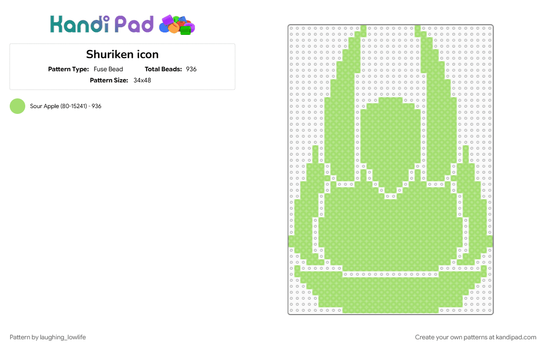 Shuriken icon - Fuse Bead Pattern by laughing_lowlife on Kandi Pad - green, icon, phight, phighter, phighting, phighting roblox, phightingroblox, roblox phighting, shuriken phighting
