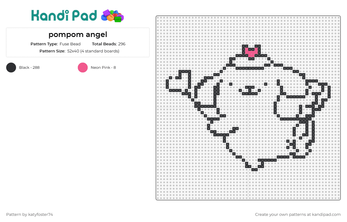 pompom angel - Fuse Bead Pattern by katyfoster74 on Kandi Pad - pompom,sanrio,outline