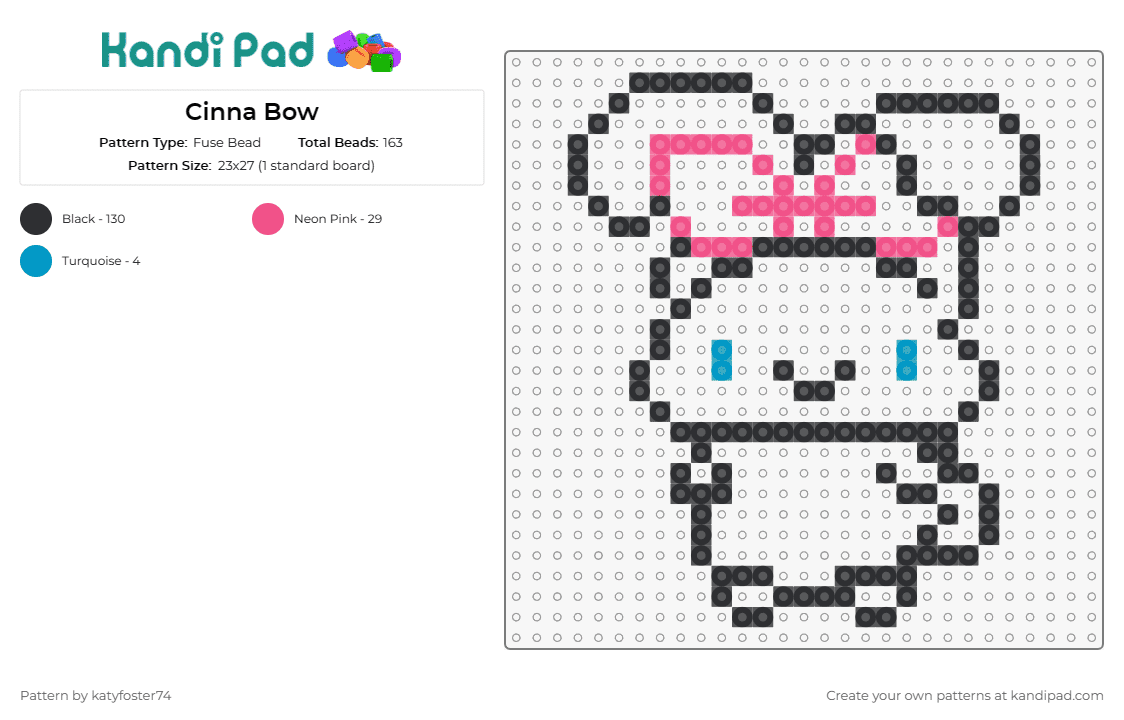 Cinna Bow - Fuse Bead Pattern by katyfoster74 on Kandi Pad - cinnamoroll,sanrio,outline,delightful,homage,sweet,simple,addition,enthusiast,collection,black