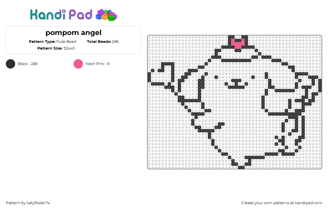 pompom angel - Fuse Bead Pattern by katyfoster74 on Kandi Pad - pompom,sanrio,outline