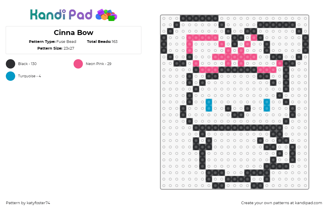 Cinna Bow - Fuse Bead Pattern by katyfoster74 on Kandi Pad - cinnamoroll,sanrio,outline,sweet,simple,addition,black