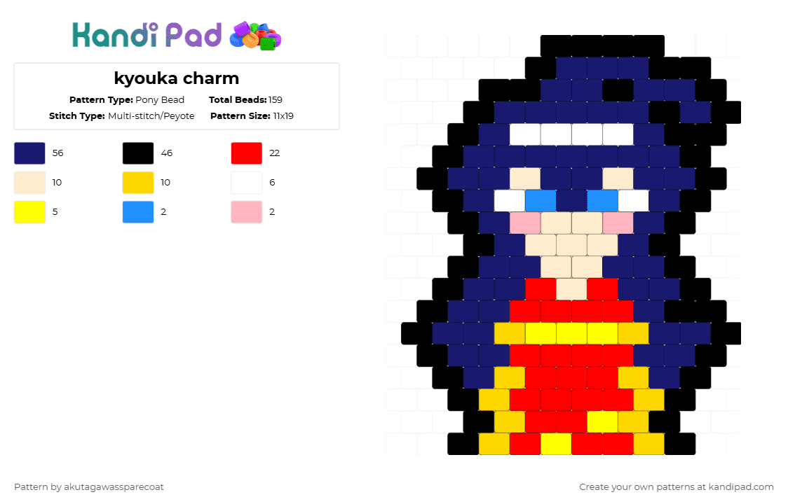 kyouka charm - Pony Bead Pattern by akutagawassparecoat on Kandi Pad - anime, purple, red