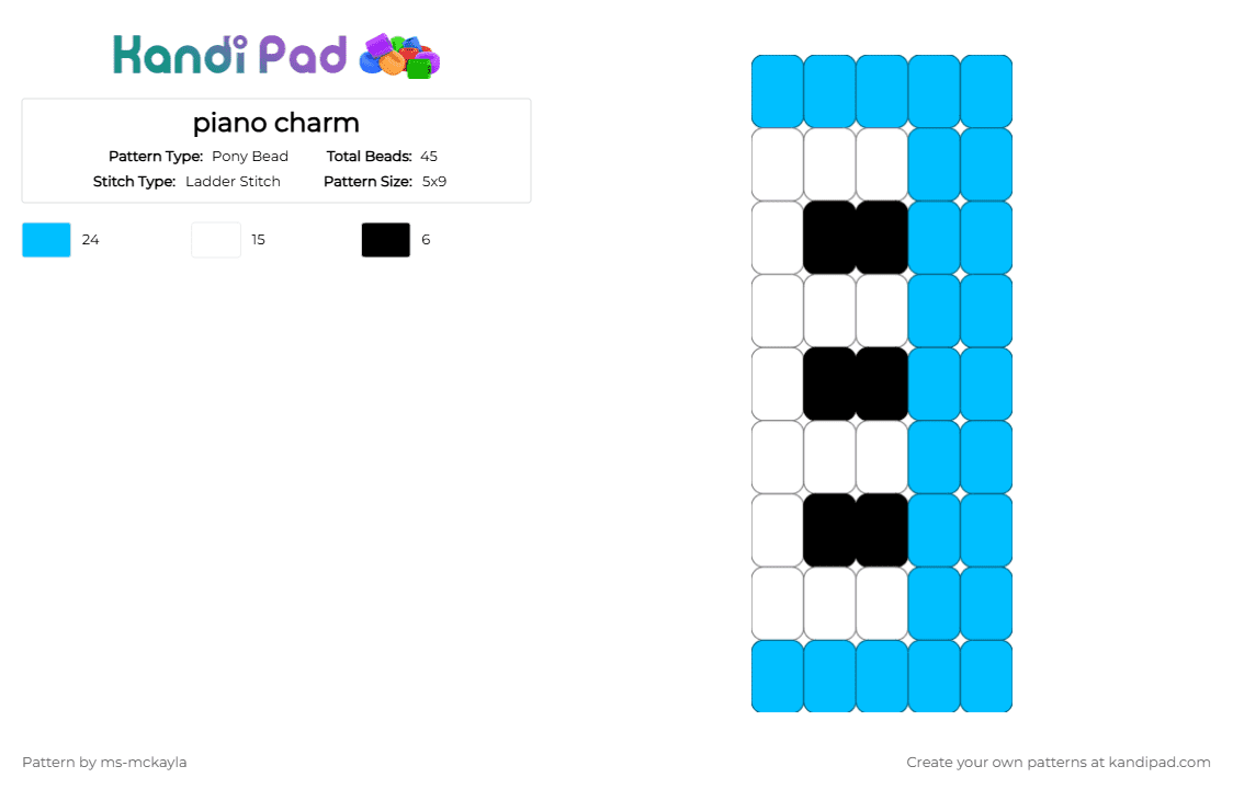 piano charm - Pony Bead Pattern by ms-mckayla on Kandi Pad - light blue, white
