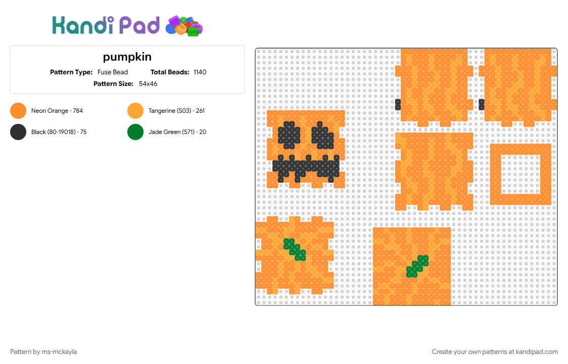 pumpkin - Fuse Bead Pattern by ms-mckayla on Kandi Pad - orange