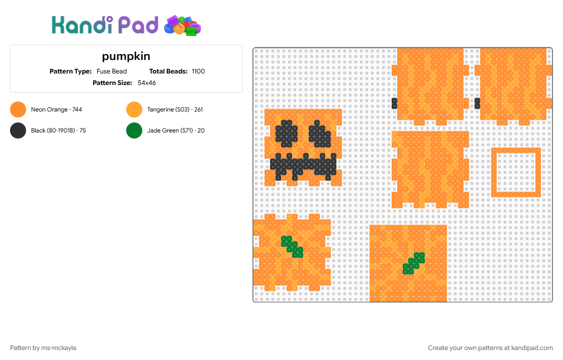 pumpkin - Fuse Bead Pattern by ms-mckayla on Kandi Pad - orange