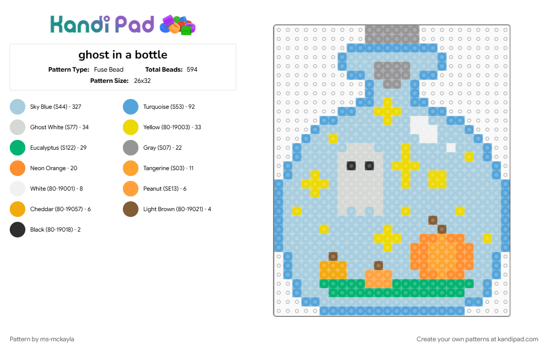 ghost in a bottle - Fuse Bead Pattern by ms-mckayla on Kandi Pad - light blue