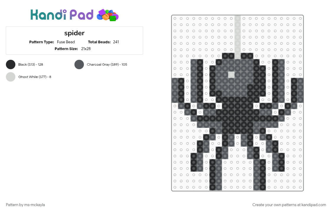 spider - Fuse Bead Pattern by ms-mckayla on Kandi Pad - gray