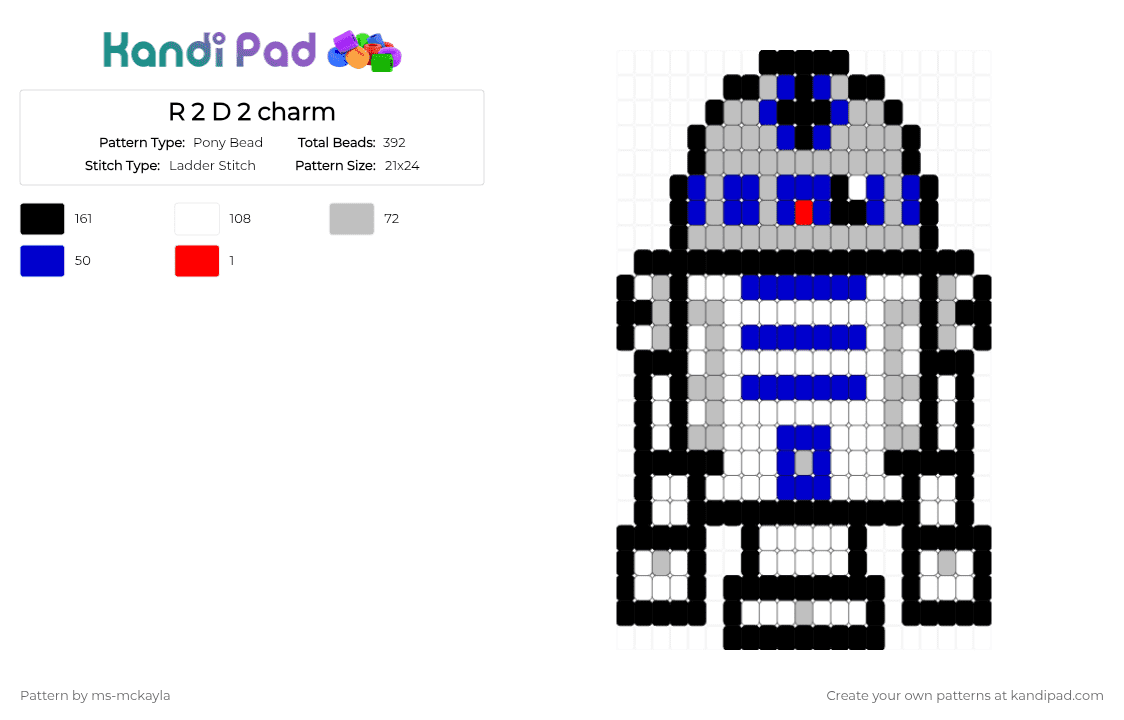 R 2 D 2 charm - Pony Bead Pattern by ms-mckayla on Kandi Pad - beige,purple