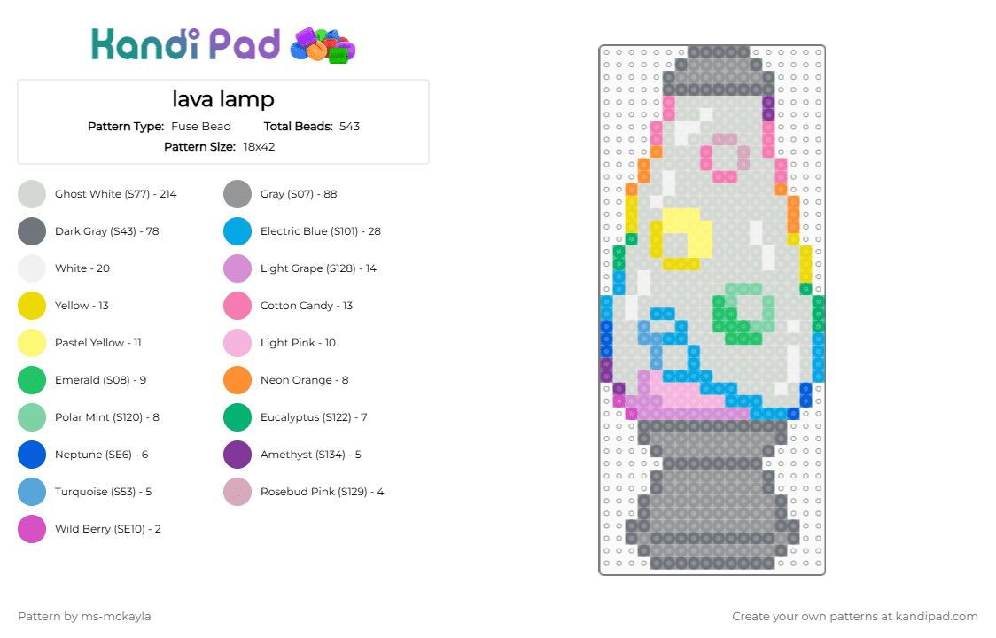 lava lamp - Fuse Bead Pattern by ms-mckayla on Kandi Pad - white,gray,pink