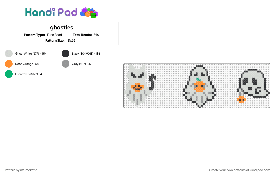 ghosties - Fuse Bead Pattern by ms-mckayla on Kandi Pad - gray, orange, white