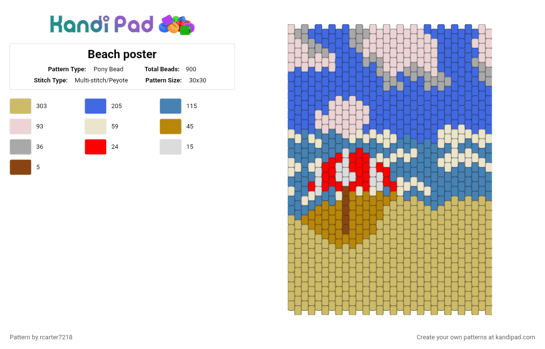 Beach poster - Pony Bead Pattern by rcarter7218 on Kandi Pad - yellow,beige,blue,cotdbeaches