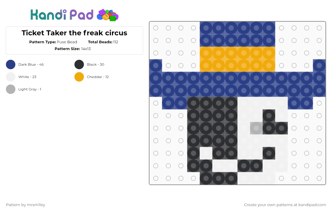 Ticket Taker the freak circus - Fuse Bead Pattern by h4rl3y_qu1n on Kandi Pad - blue,thefreakcircus,tickettaker