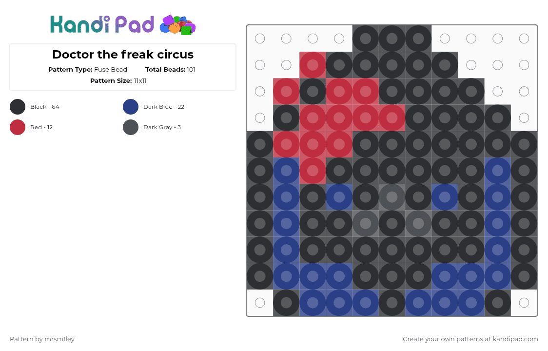Doctor the freak circus - Fuse Bead Pattern by mrsm1ley on Kandi Pad - thefreakcircus,doctortfc