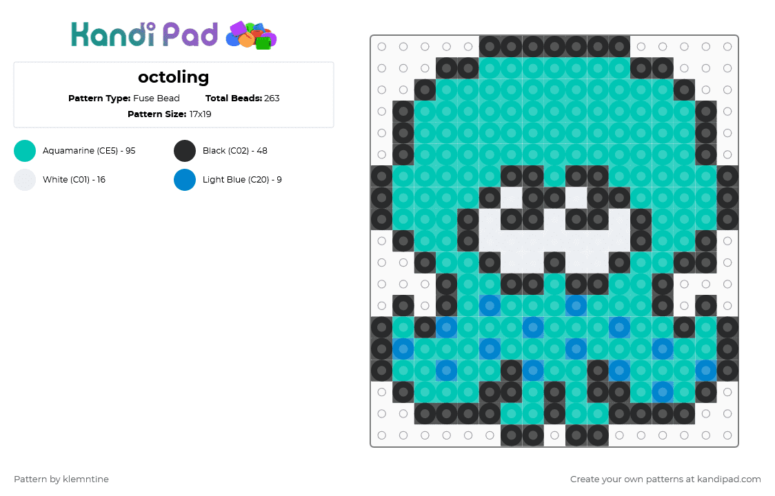 octoling - Fuse Bead Pattern by klemntine on Kandi Pad - teal