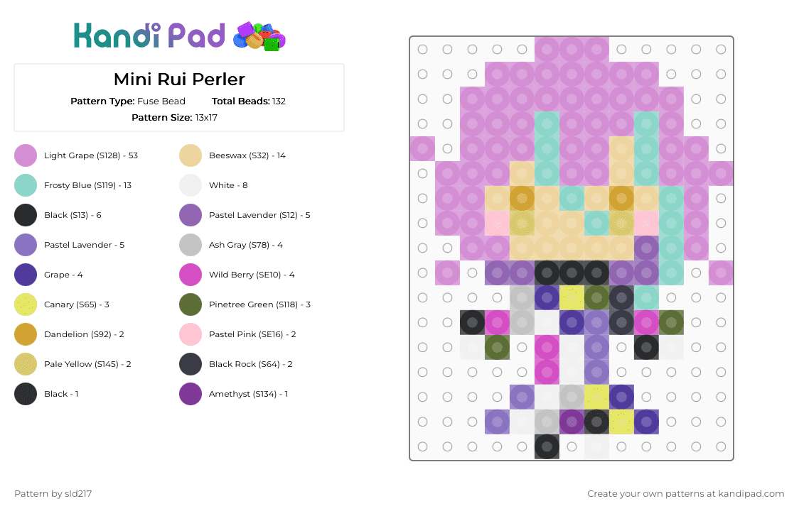 Mini Rui Perler - Fuse Bead Pattern by sld217 on Kandi Pad - beige, kamishiro, light blue, perler, pink, rui, rui kamishiro