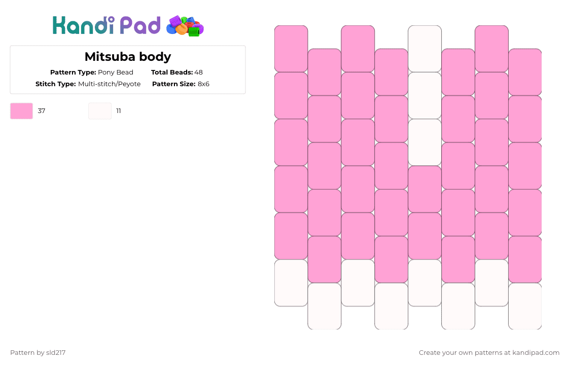 Mitsuba body - Pony Bead Pattern by sld217 on Kandi Pad - pink