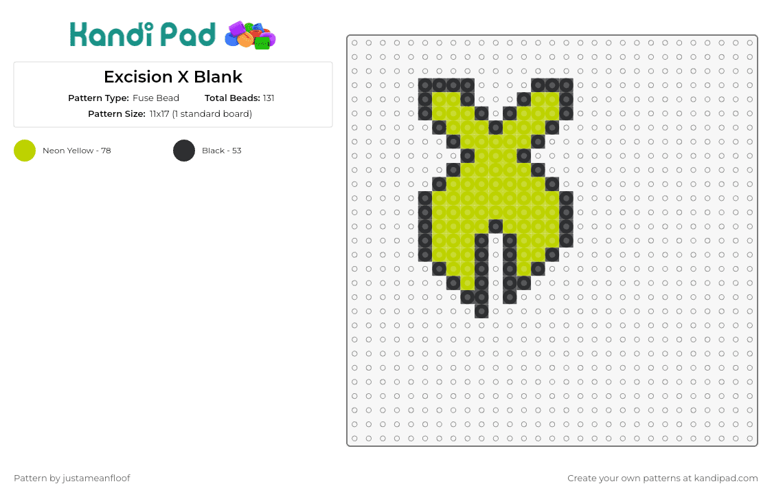Excision X Blank - Fuse Bead Pattern by justameanfloof on Kandi Pad - excision,x,logo,dj,dubstep,edm,music,electric,scene,dynamic,green