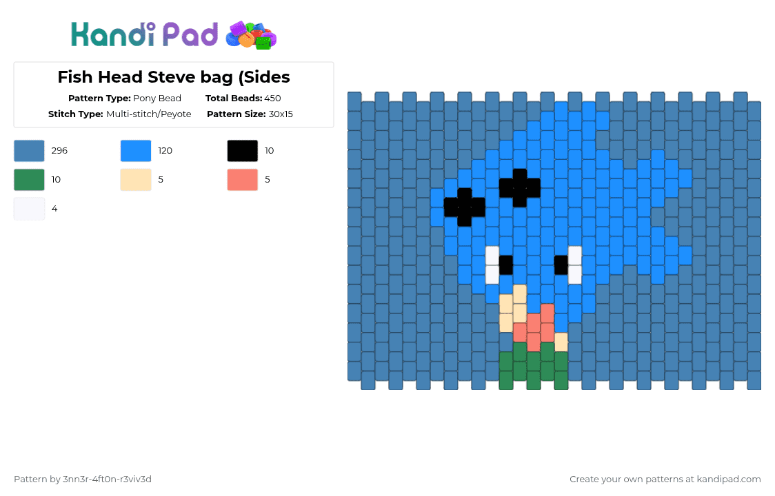 Fish Head Steve bag (Sides Pony Bead Pattern - Kandi Pad | Kandi ...