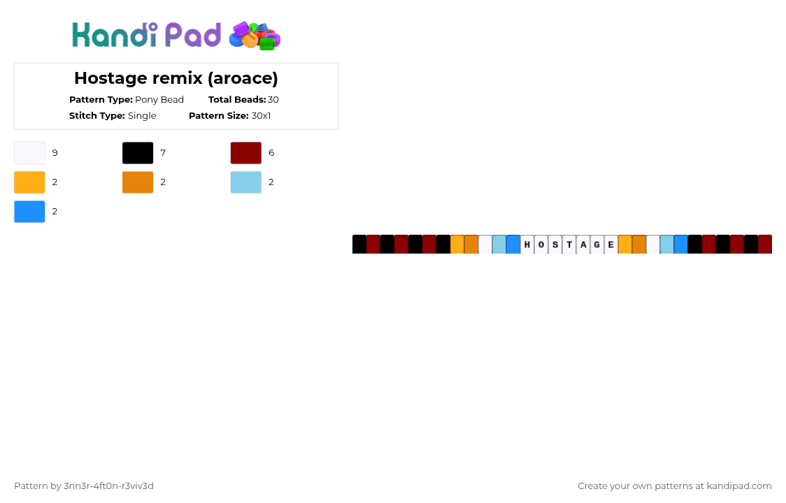 Hostage remix (aroace) - Pony Bead Pattern by pyr0m4n14c on Kandi Pad - red,tx2,pride,music
