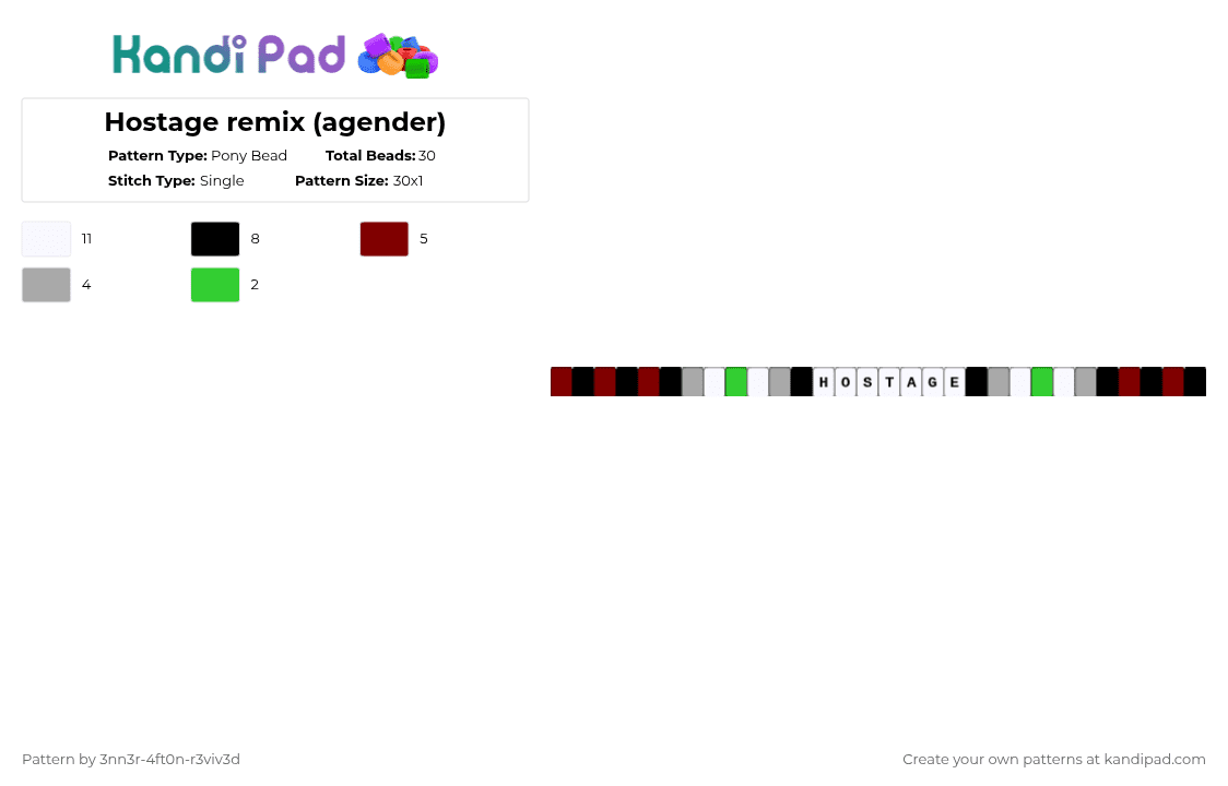 Hostage remix (agender) - Pony Bead Pattern by pyr0m4n14c on Kandi Pad - brown,beige,tx2,pride,music