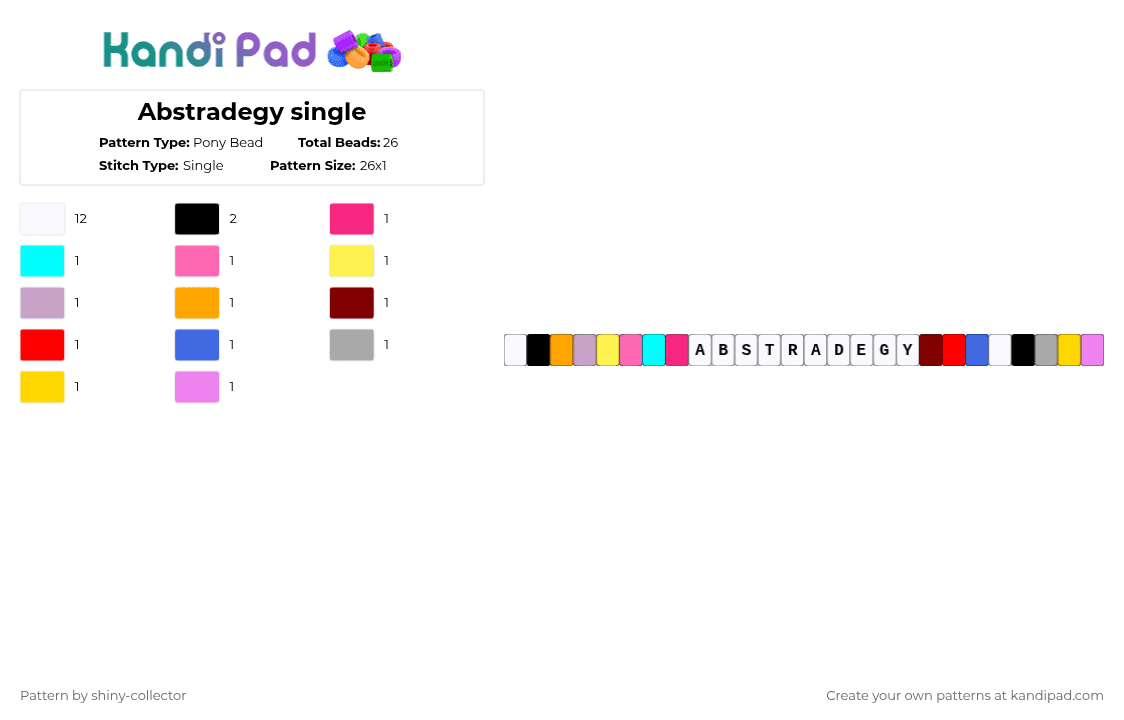Abstradegy single - Pony Bead Pattern by pyr0m4n14c on Kandi Pad - white,pink,yellow,abstradegy,tadc,the amazing digital circus,gangle,zooble,colorful