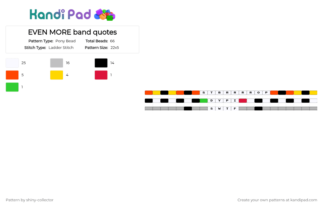 EVEN MORE band quotes - Pony Bead Pattern by pyr0m4n14c on Kandi Pad - white,beige
