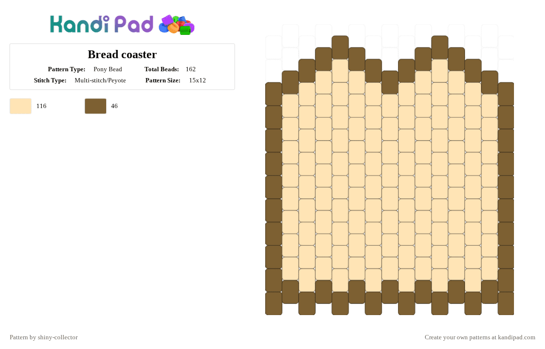 Bread coaster - Pony Bead Pattern by pyr0m4n14c on Kandi Pad - tan,beige