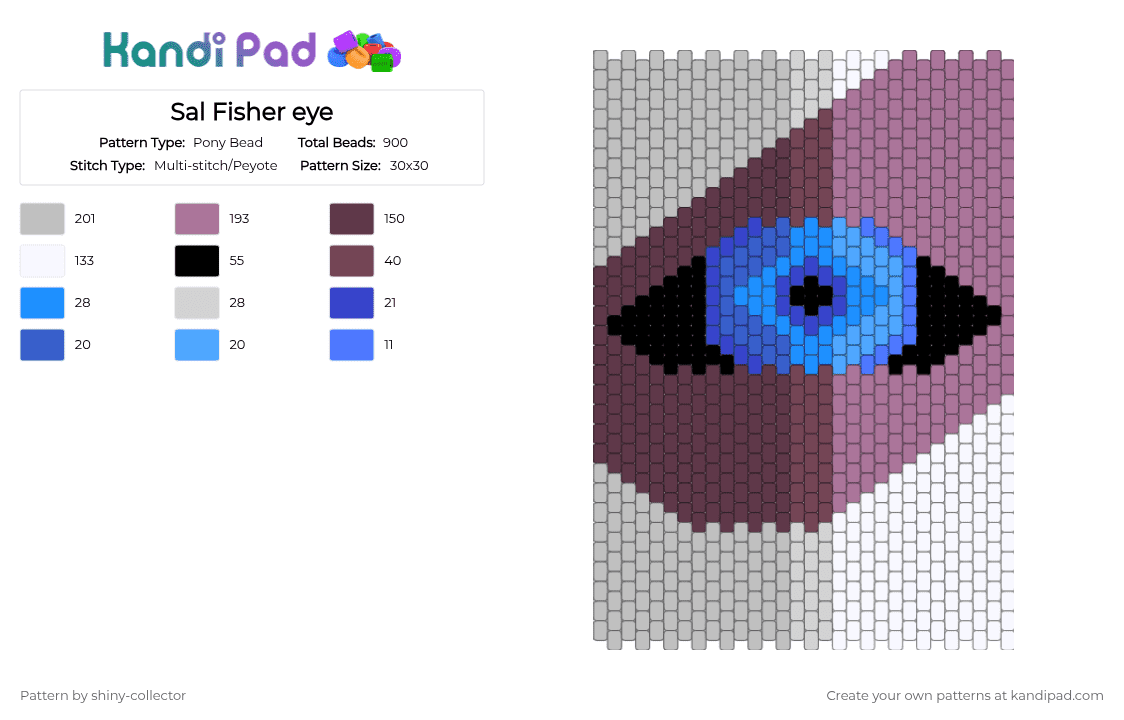 Sal Fisher eye - Pony Bead Pattern by pyr0m4n14c on Kandi Pad - beige, brown, character, panel, pink, sal fisher, salfisher, sally face, sallyface