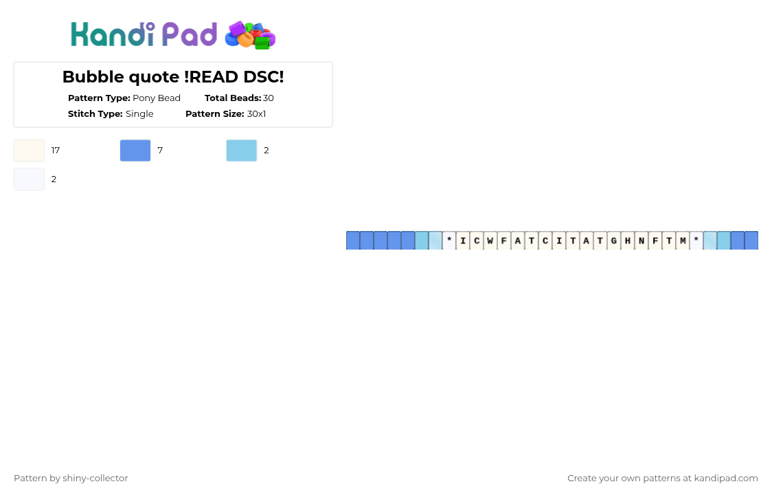 Bubble quote !READ DSC! - Pony Bead Pattern by pyr0m4n14c on Kandi Pad - white,light blue,bubble,tadc,the amazing digital circus,blue,single