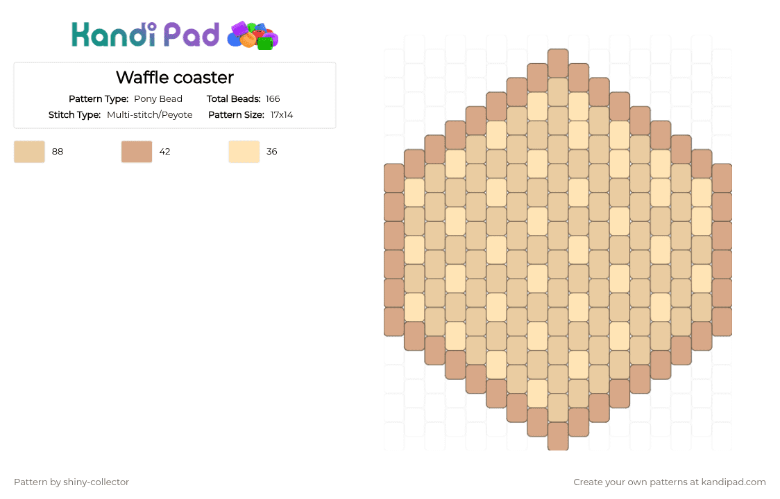 Waffle coaster - Pony Bead Pattern by pyr0m4n14c on Kandi Pad - beige