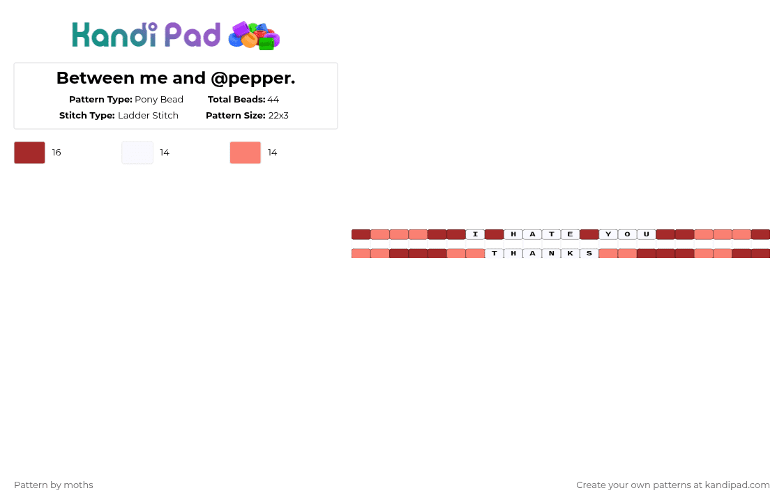 Between me and @pepper. - Pony Bead Pattern by pyr0m4n14c on Kandi Pad - red,orange