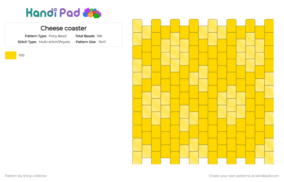 Cheese coaster - Pony Bead Pattern by pyr0m4n14c on Kandi Pad - yellow