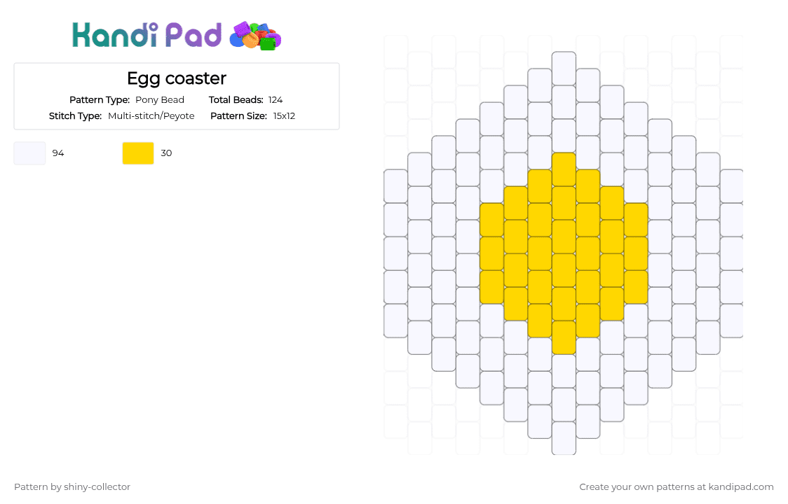Egg coaster - Pony Bead Pattern by pyr0m4n14c on Kandi Pad - white