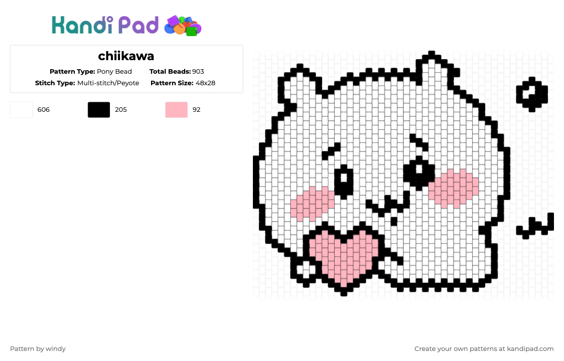 chiikawa - Pony Bead Pattern by windy on Kandi Pad - white