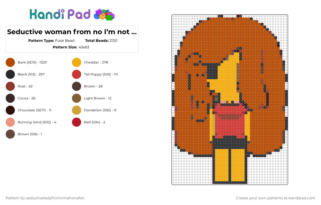Seductive Woman From No I m Not A Human Fuse Bead Pattern Kandi Pad seductive-woman-from-no-i-m-not-a-human-fuse-bead-pattern-kandi-pad
