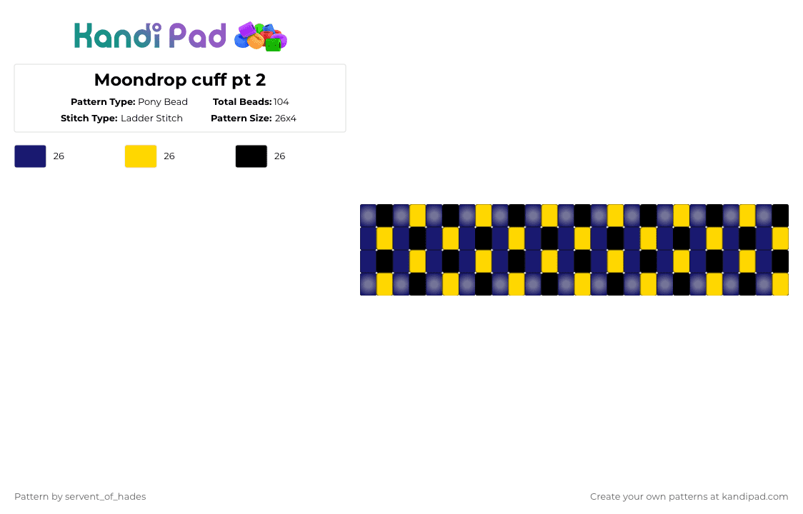 Moondrop cuff pt 2 - Pony Bead Pattern by servent_of_hades on Kandi Pad - purple,yellow,moon,moondrop,tsams,night,sun,sky,blue
