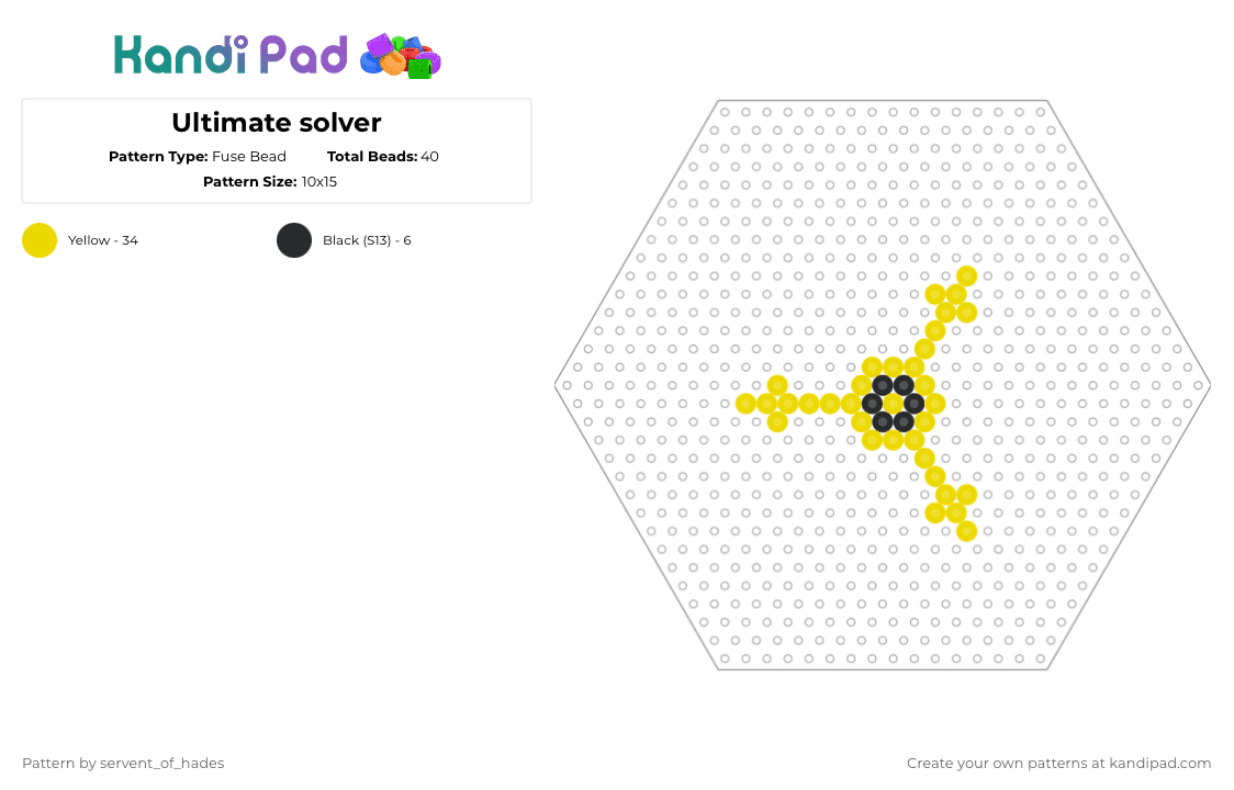 Ultimate solver - Fuse Bead Pattern by servent_of_hades on Kandi Pad - yellow,murder drones,md,glitch,cyn,uzi,robot