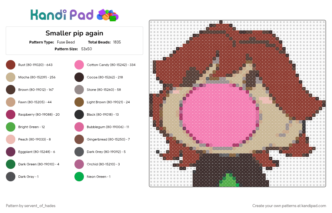 Smaller pip again - Fuse Bead Pattern by servent_of_hades on Kandi Pad - 