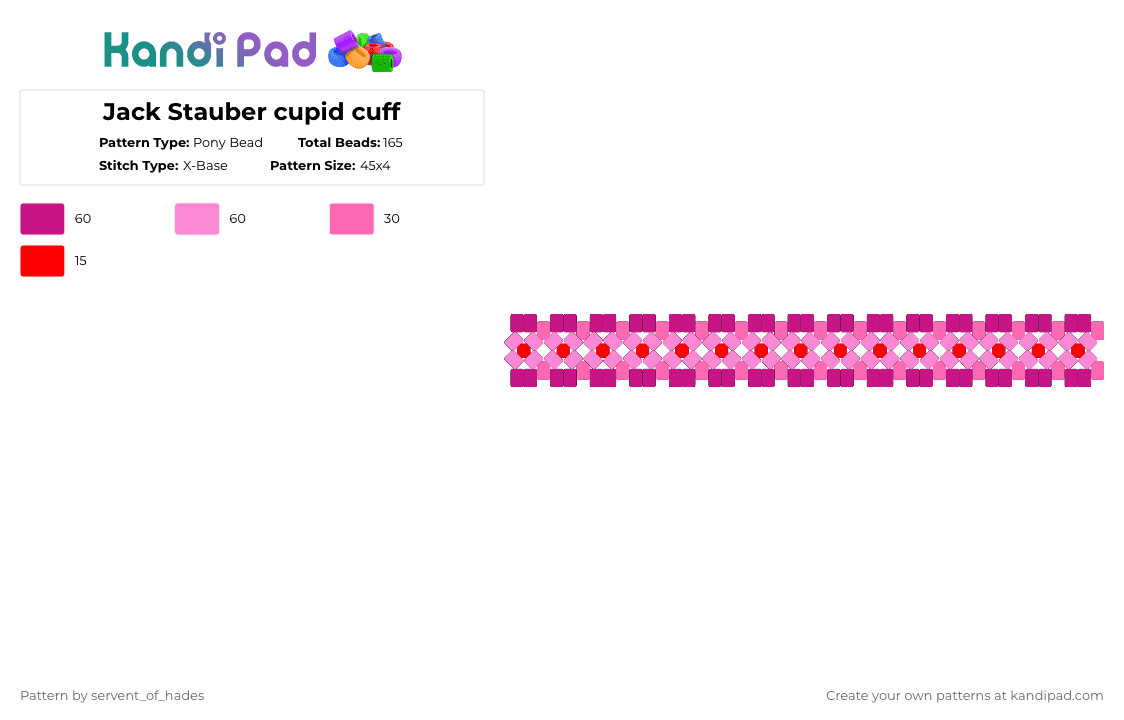 Jack Stauber cupid cuff - Pony Bead Pattern by servent_of_hades on Kandi Pad - pink,jack stauber,music,cuff