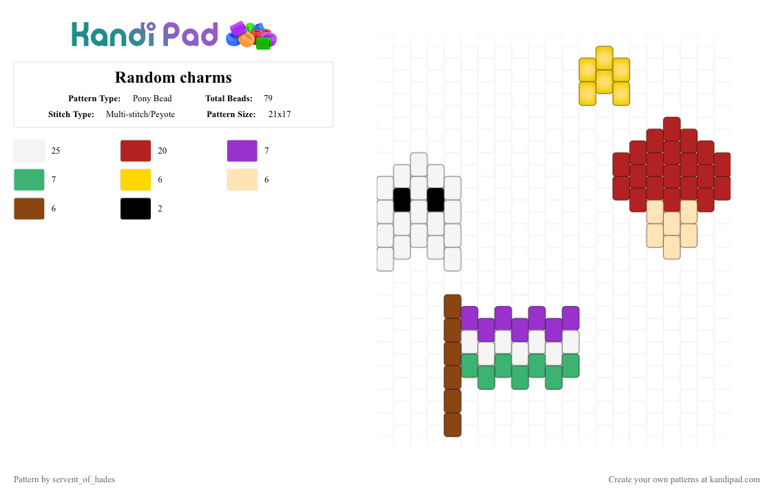 Random charms - Pony Bead Pattern by servent_of_hades on Kandi Pad - red,ghost,pride
