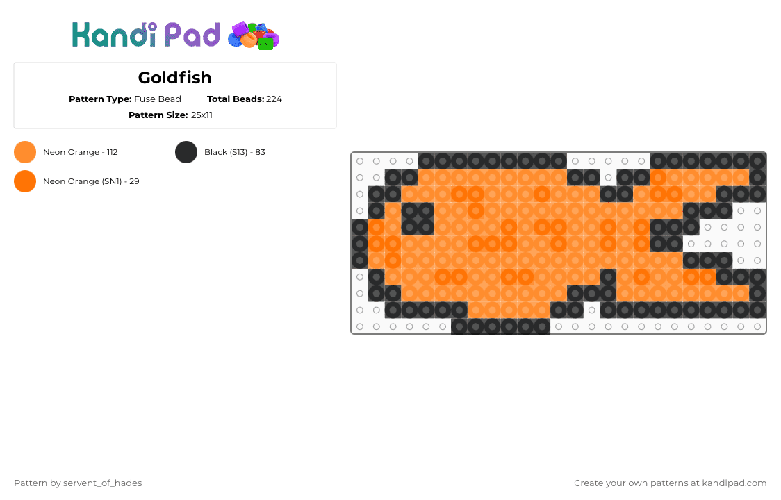 Goldfish - Fuse Bead Pattern by servent_of_hades on Kandi Pad - black,orange,cotdscaly,fish,pet,animal,nature