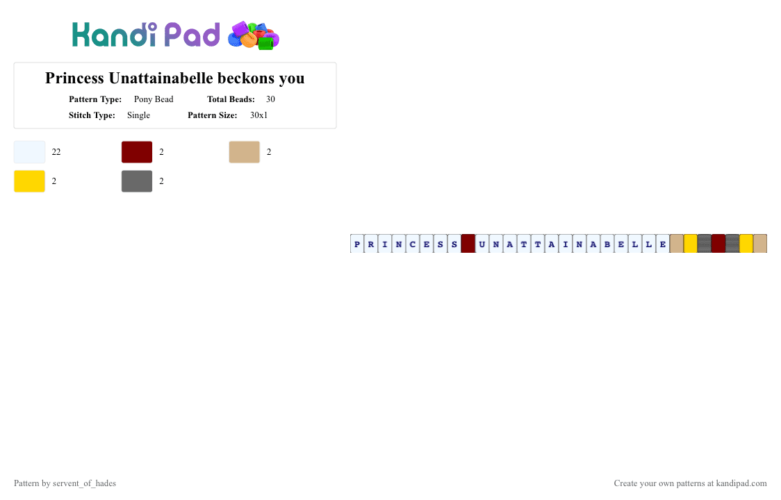 Princess Unattainabelle beckons you - Pony Bead Pattern by servent_of_hades on Kandi Pad - white,beige,gray,colorful,gravity falls,ford,princess unattainabelle,pines