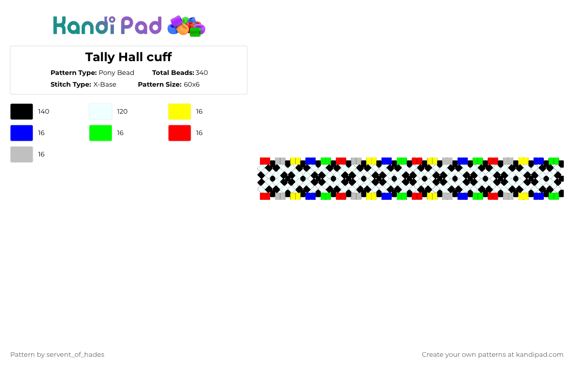 Tally Hall cuff - Pony Bead Pattern by servent_of_hades on Kandi Pad - white,purple,red,colorful,band,music,tally hall,cuff