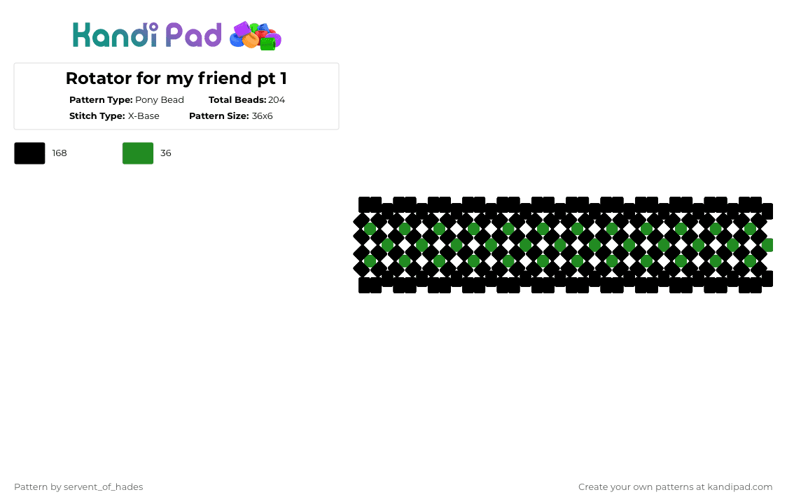 Rotator for my friend pt 1 - Pony Bead Pattern by servent_of_hades on Kandi Pad - black,cat,green,rotator