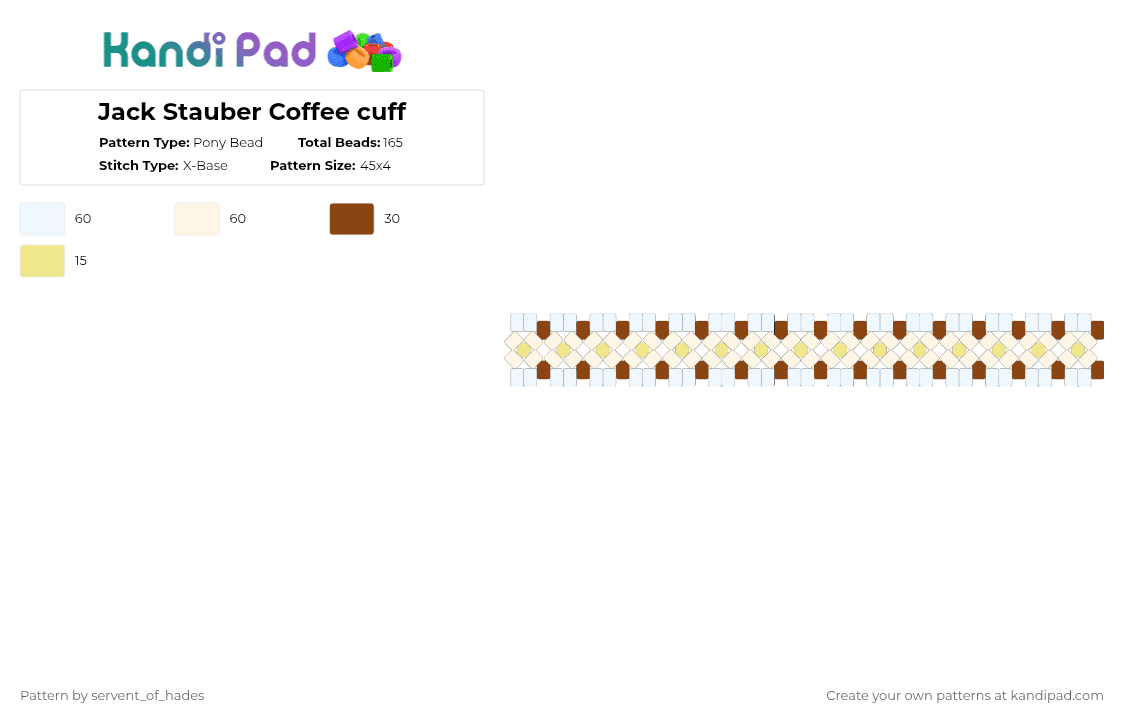 Jack Stauber Coffee cuff - Pony Bead Pattern by servent_of_hades on Kandi Pad - white,red,yellow,jack stauber,music,song,coffee,cuff