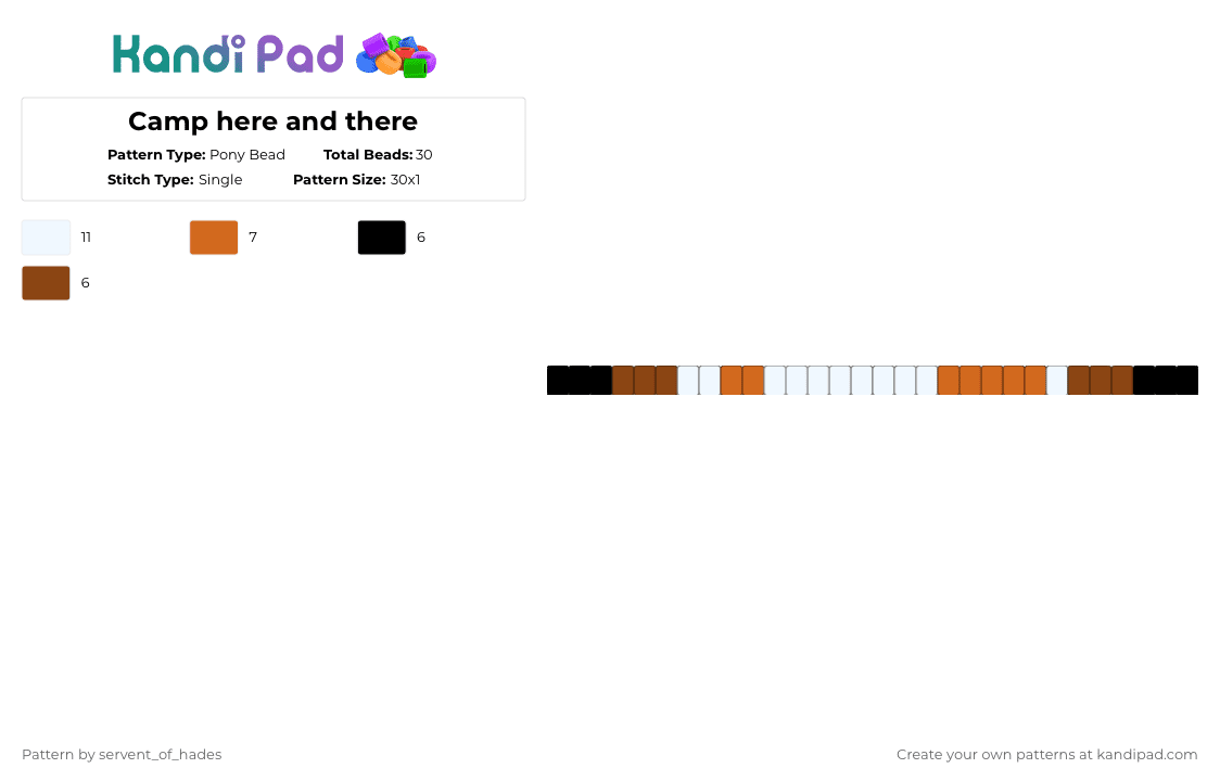 Camp here and there - Pony Bead Pattern by servent_of_hades on Kandi Pad - red,orange,music,will wood,camp here and there