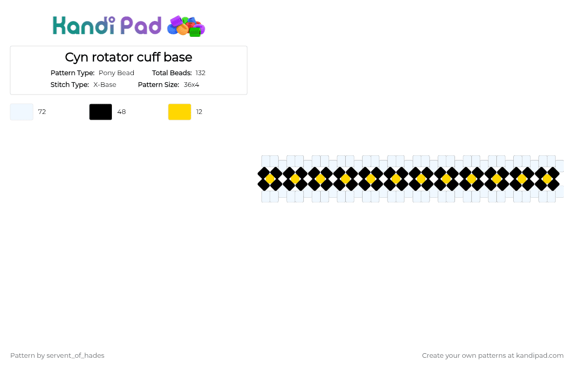 Cyn rotator cuff base - Pony Bead Pattern by servent_of_hades on Kandi Pad - white